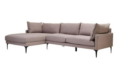 Troyes Grey Three Seat Left Chaise Sofa