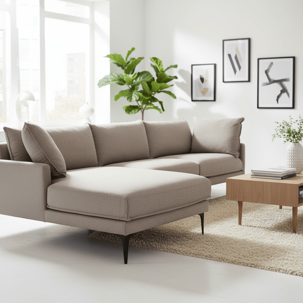 Troyes Grey Three Seat Left Chaise Sofa