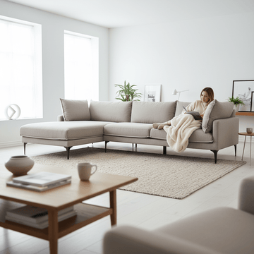 Troyes Grey Three Seat Left Chaise Sofa