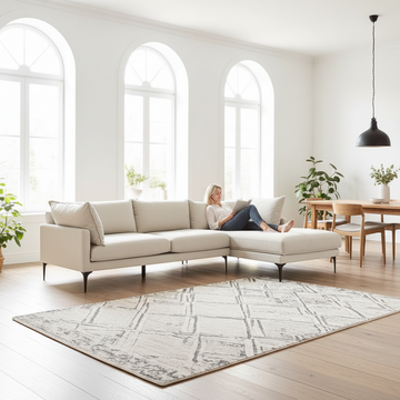 Troyes Cream Three Seat Right Chaise Sofa