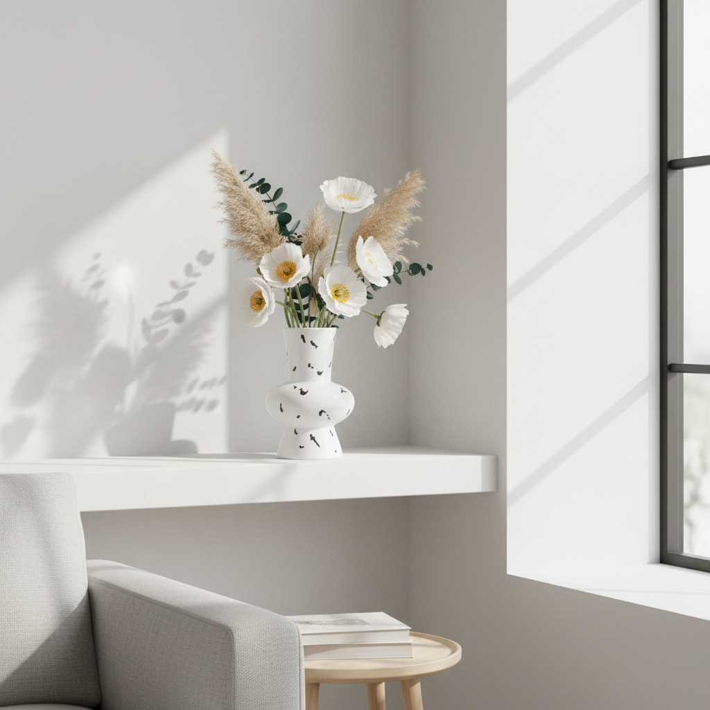 Tundra White and black Large Vase