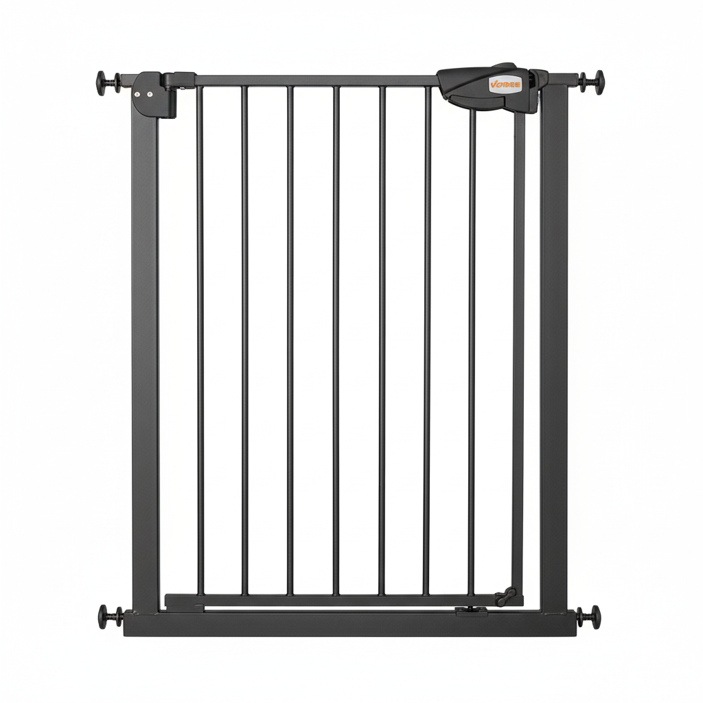 UBRAVOO Baby Gate for Doors and Stairs, Height 100 cm, Safety Pet Gate,  Automatic Closure, Triple Locking