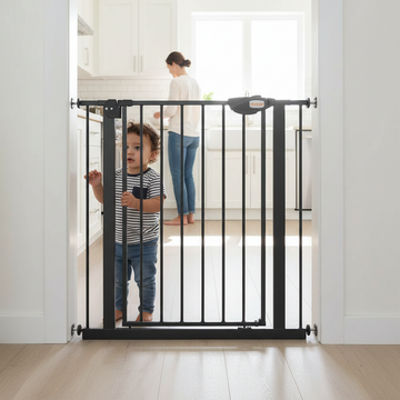 UBRAVOO Baby Gate for Doors and Stairs, Height 100 cm, Safety Pet Gate,  Automatic Closure, Triple Locking