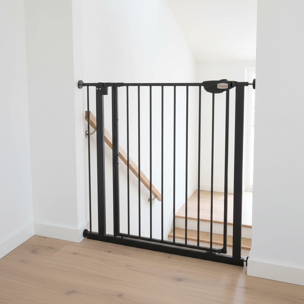 UBRAVOO Baby Gate for Doors and Stairs, Height 100 cm, Safety Pet Gate,  Automatic Closure, Triple Locking
