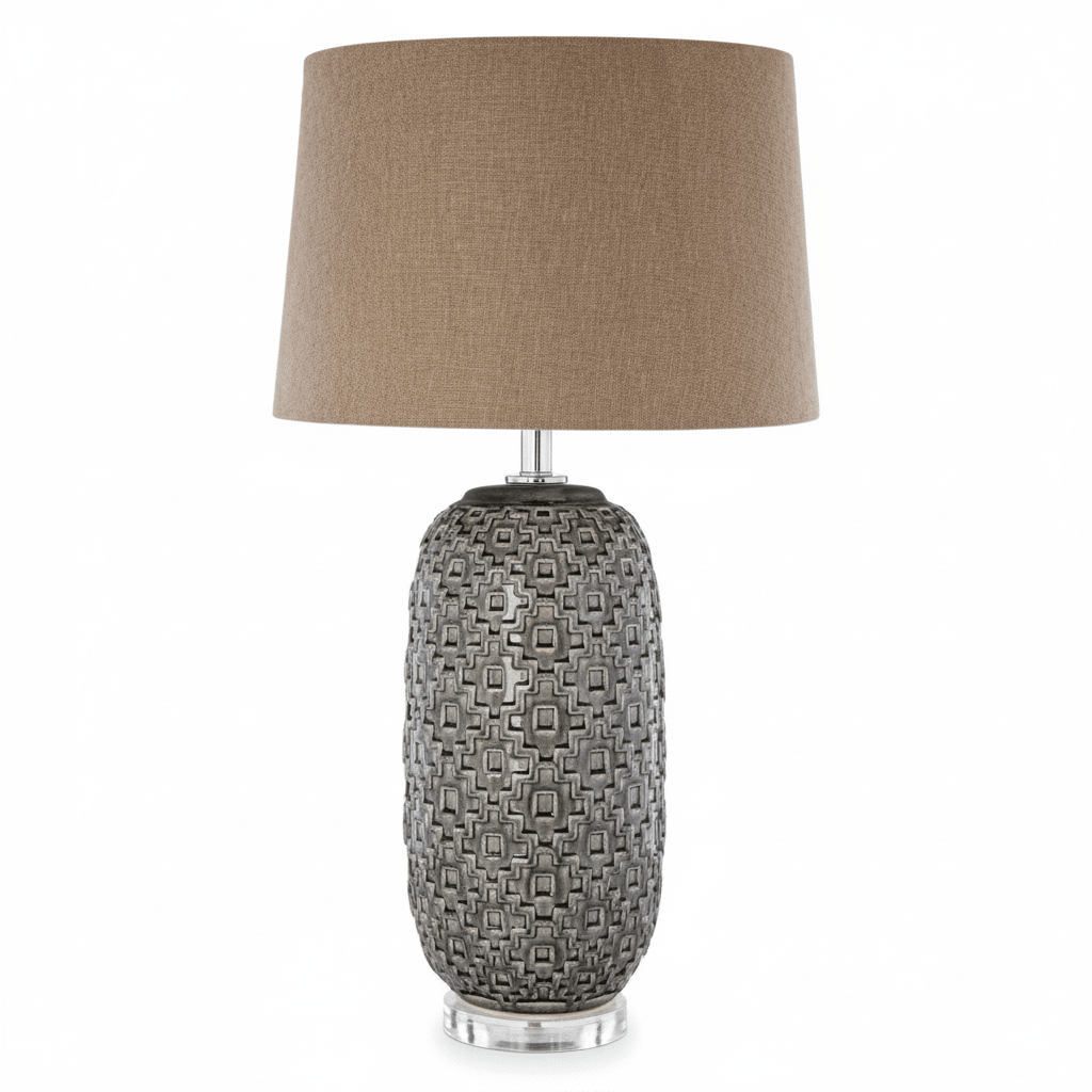Udele Table Lamp With Brown Linen Shade