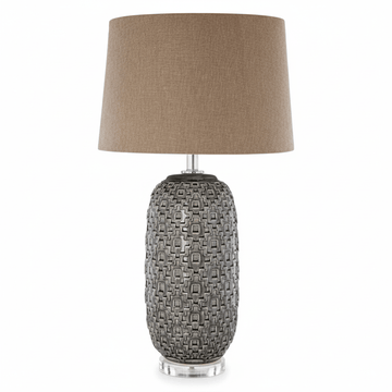 Udele Table Lamp With Brown Linen Shade