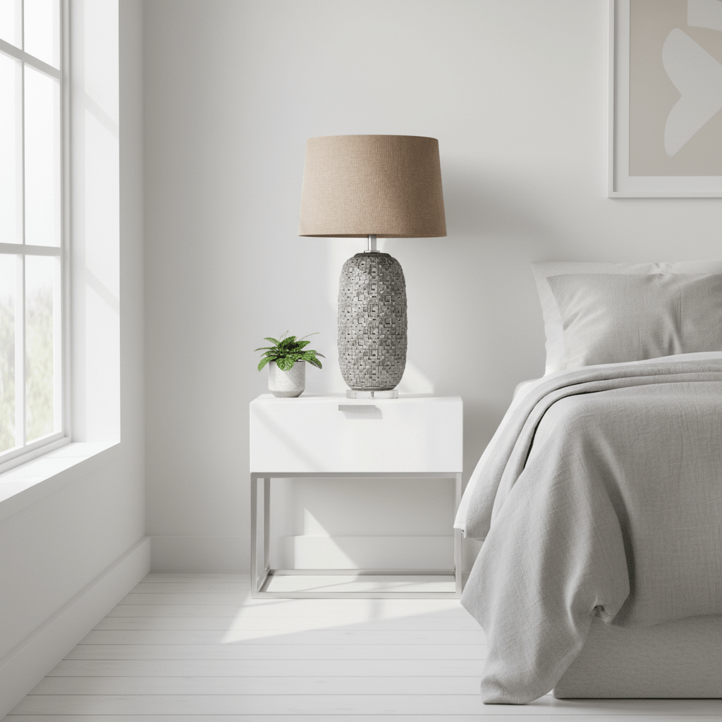 Udele Table Lamp With Brown Linen Shade