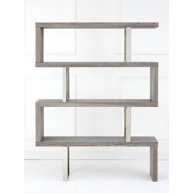 Ulmus Grey Elm Wood 4 Tier Bookshelf