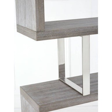Ulmus Grey Elm Wood 4 Tier Bookshelf