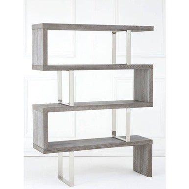 Ulmus Grey Elm Wood 4 Tier Bookshelf