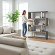 Ulmus Grey Elm Wood 4 Tier Bookshelf