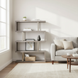 Ulmus Grey Elm Wood 4 Tier Bookshelf