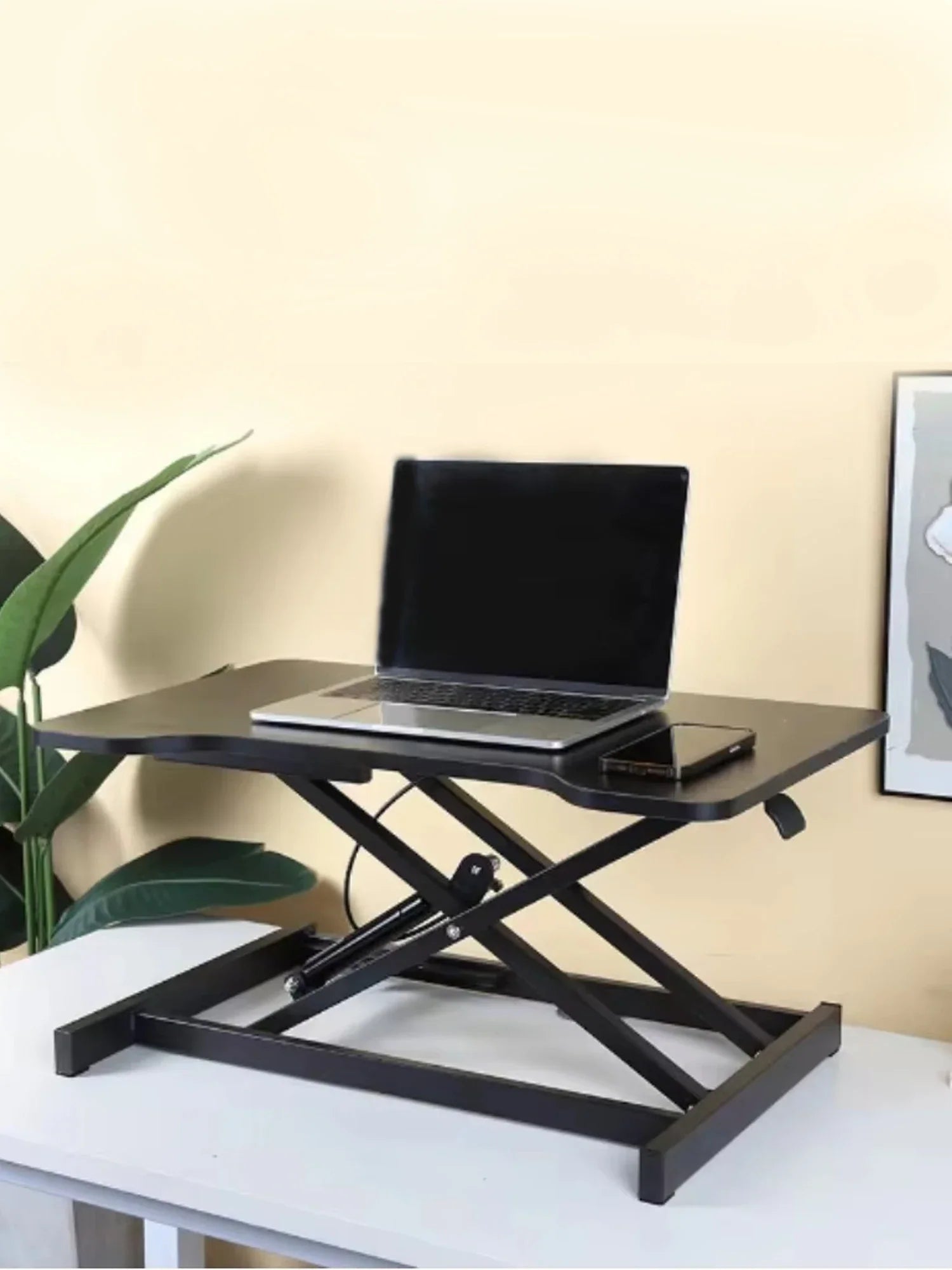 Ultra - Slim Single Top Height Adjustable Standing Desk Riser, Compact Sit Stand Desktop Converter for Monitor or Laptop
