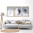 Unusual Wall Art for Living Room Scandi Nordic Mountain Landscape Grey White Blue Art wall art displayed on a wall in a styled room — view 5