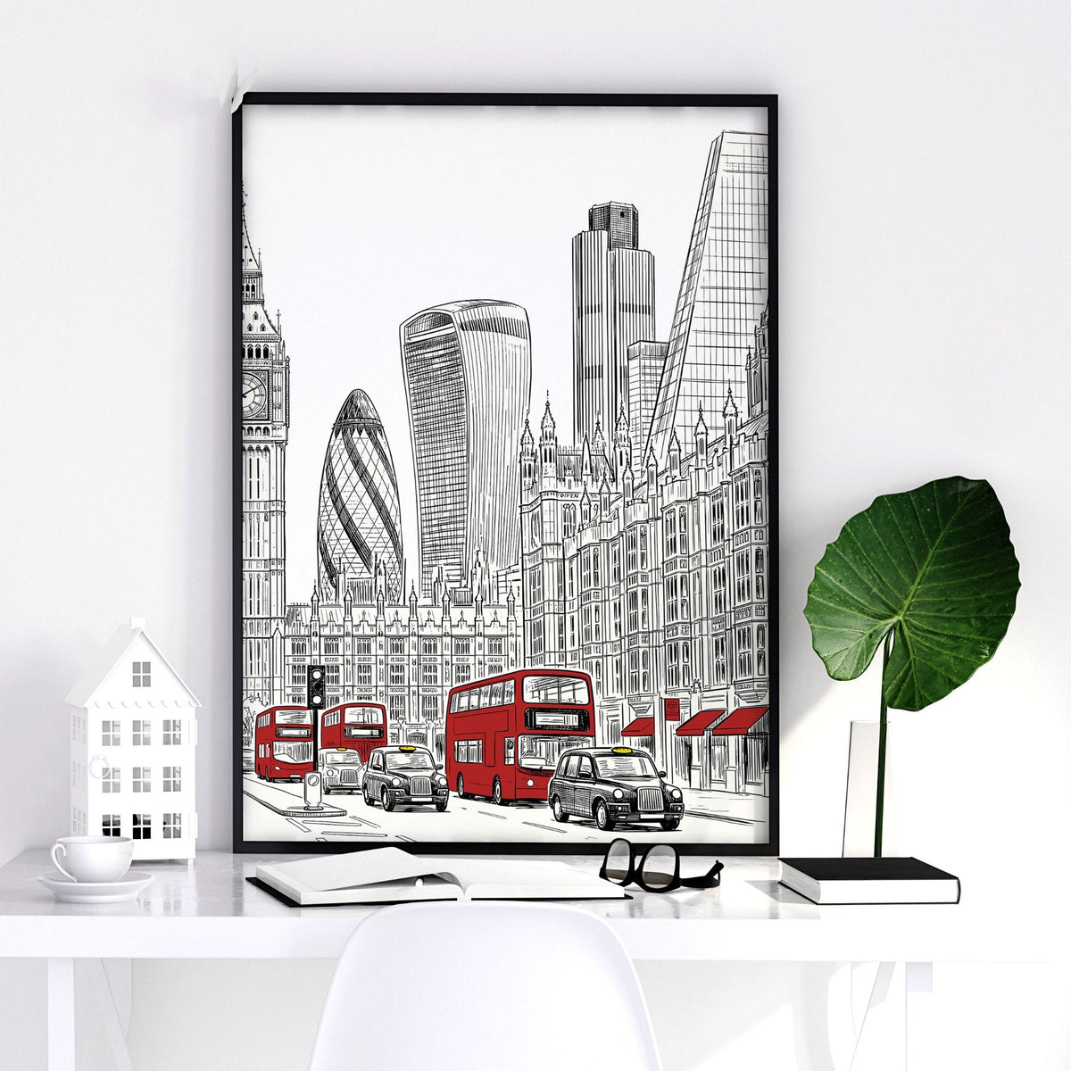 Urban Artwork London Skyline Sketch Wall Art Prints | Set of 2