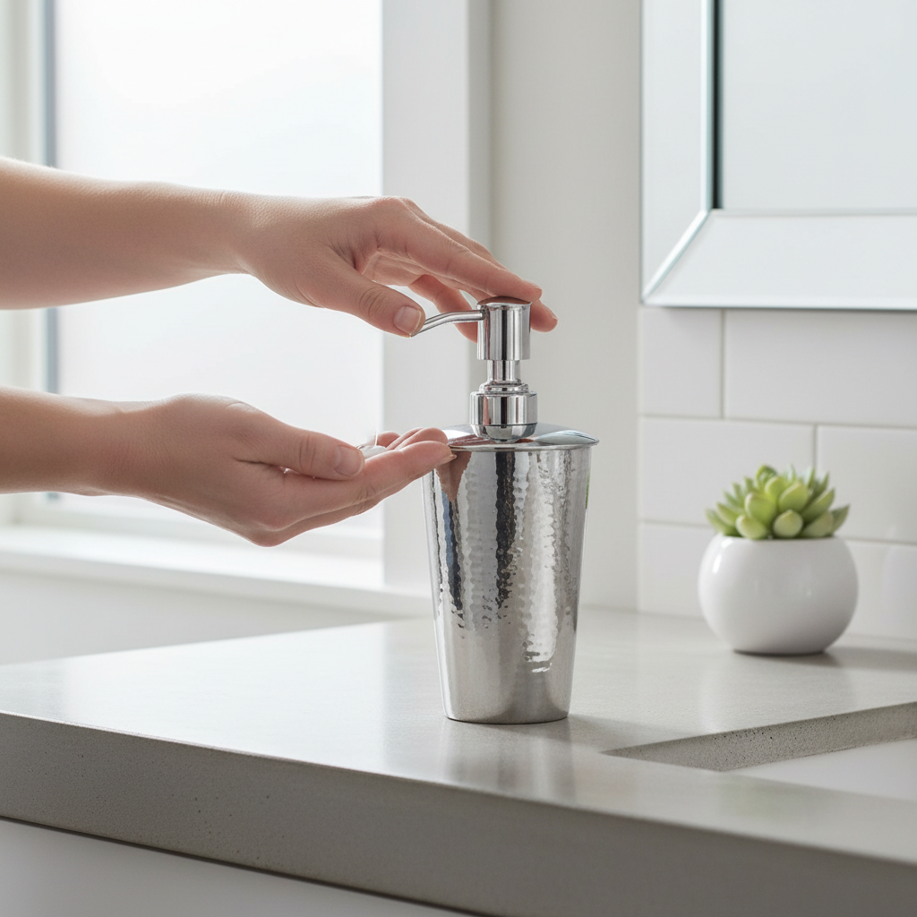 Vaco Hammered Bathroom Nickel Finish Lotion Dispenser