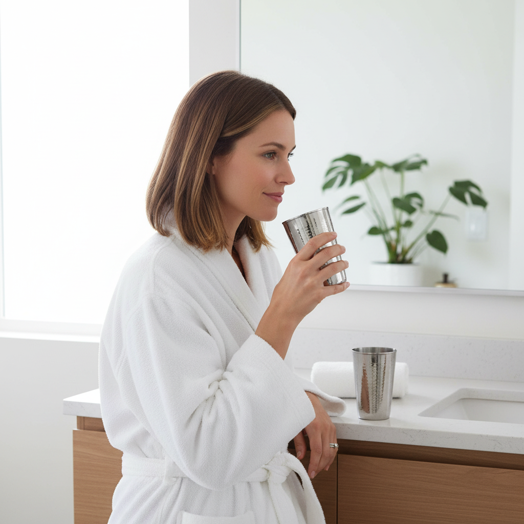 Vaco Hammered Bathroom Nickel Finish Tumbler