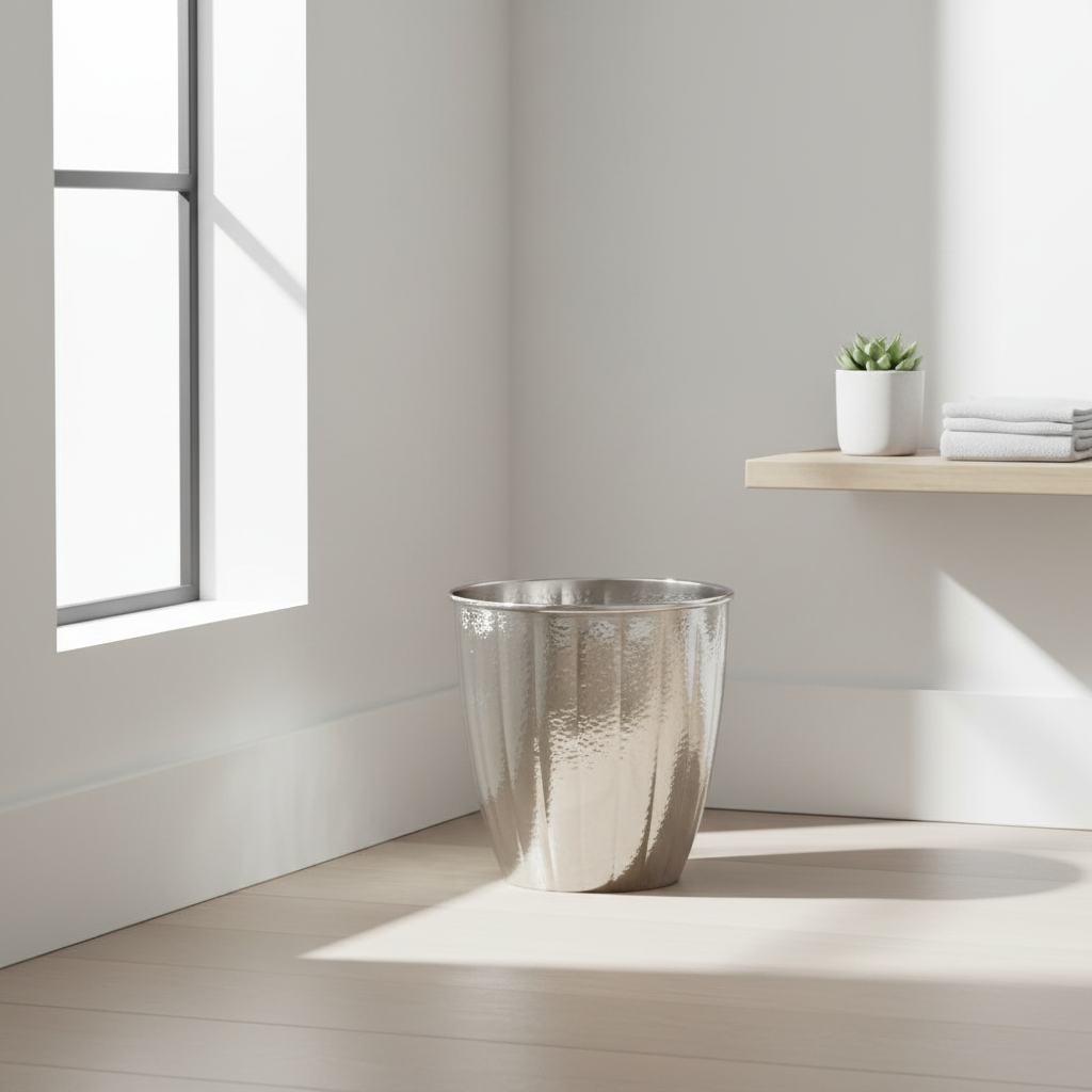 Vaco Hammered Bathroom Nickel Finish Waste Bin