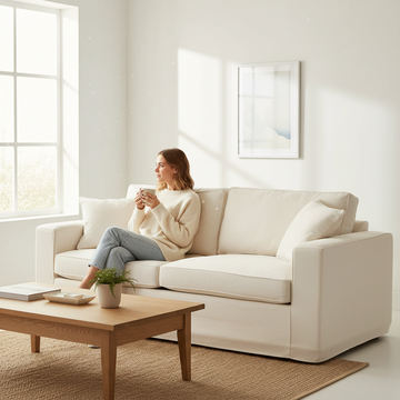 Valensole 3 Seat Cream Fabric Sofa