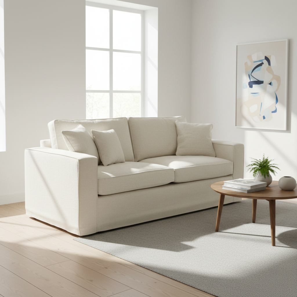 Valensole 3 Seat Cream Fabric Sofa