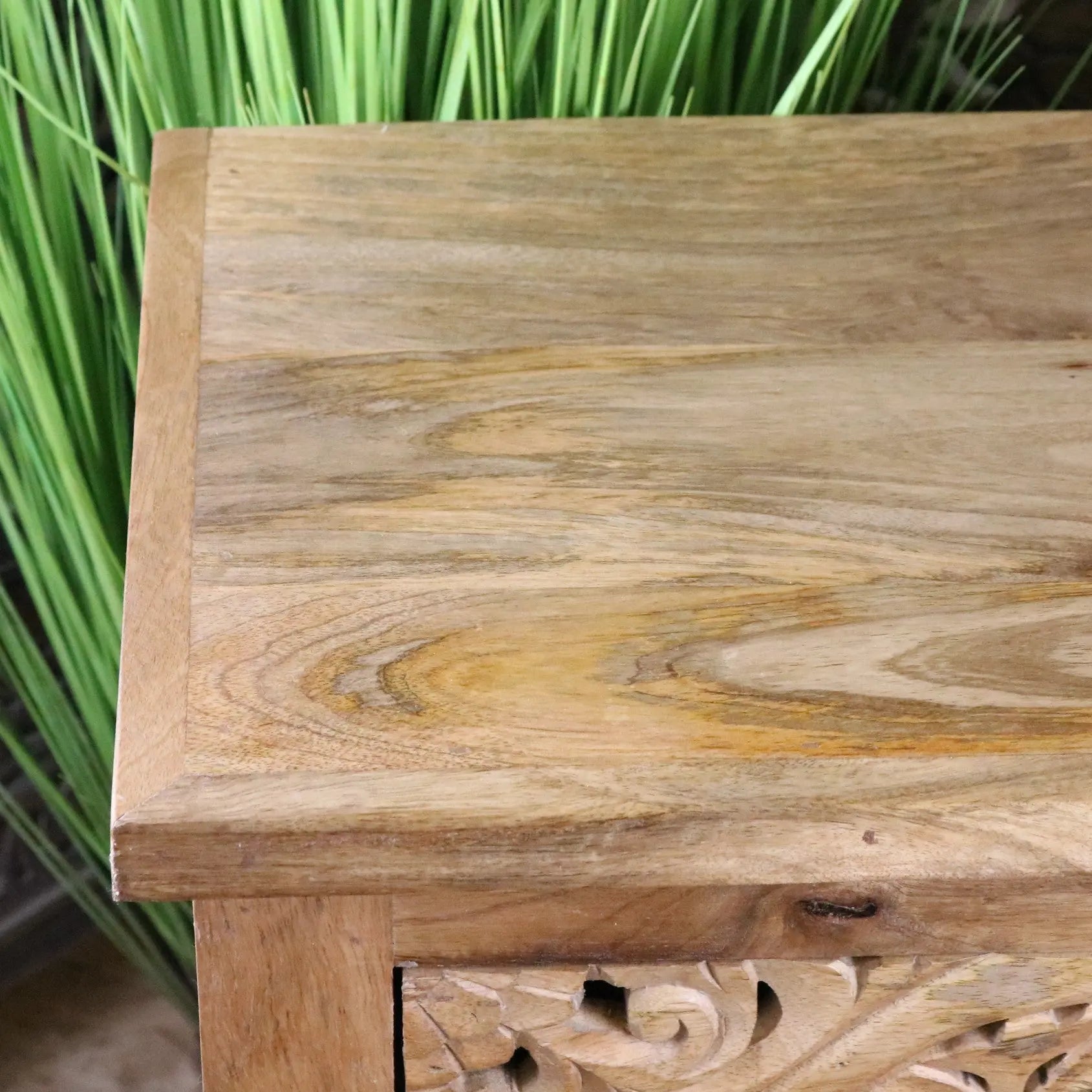 Vansura Carved Bedside Table 2 Drawer