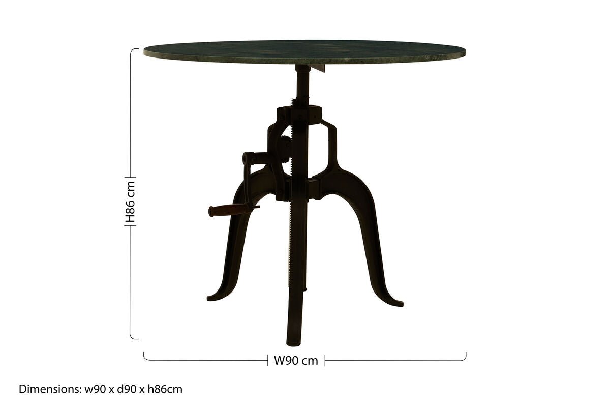 Vasco Three Leg Small Green Marble Iron Table