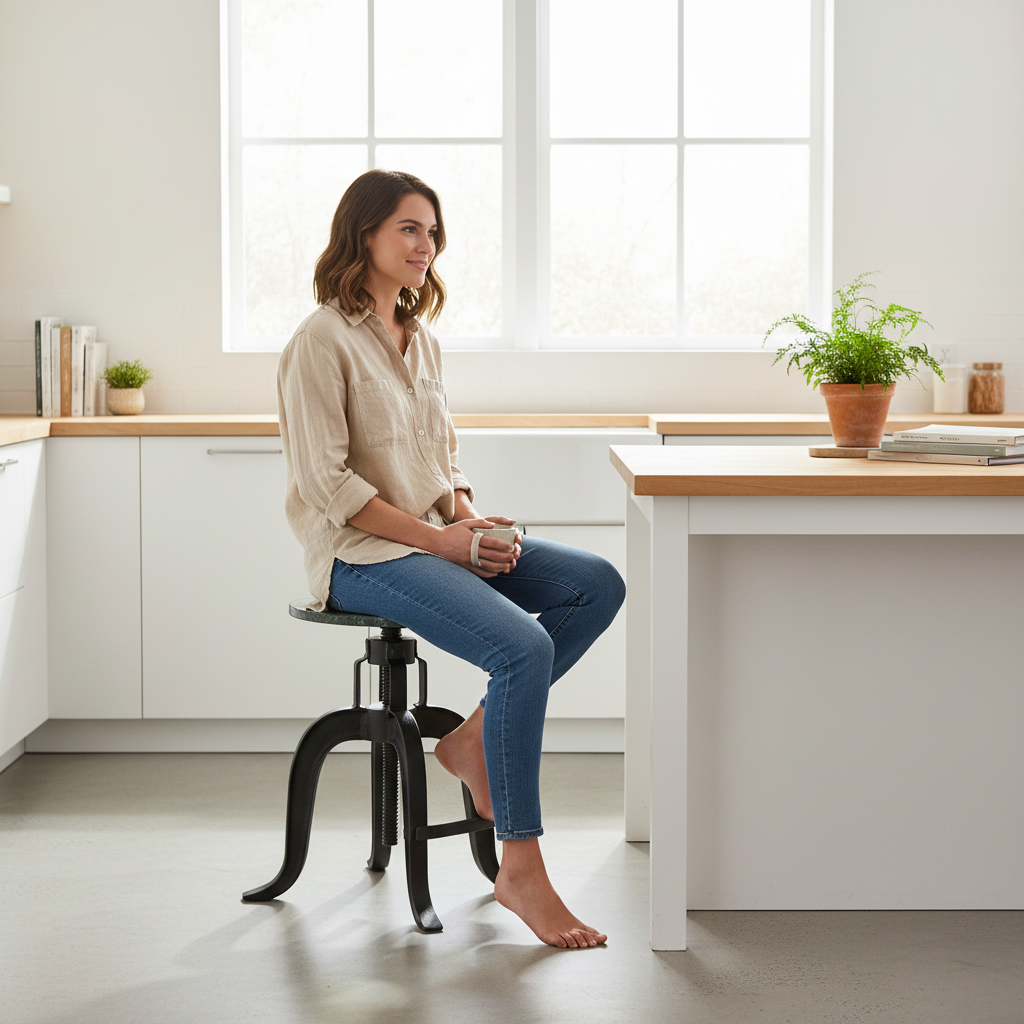 Vasco 3 Leg Bar Stool With Green Marble Top