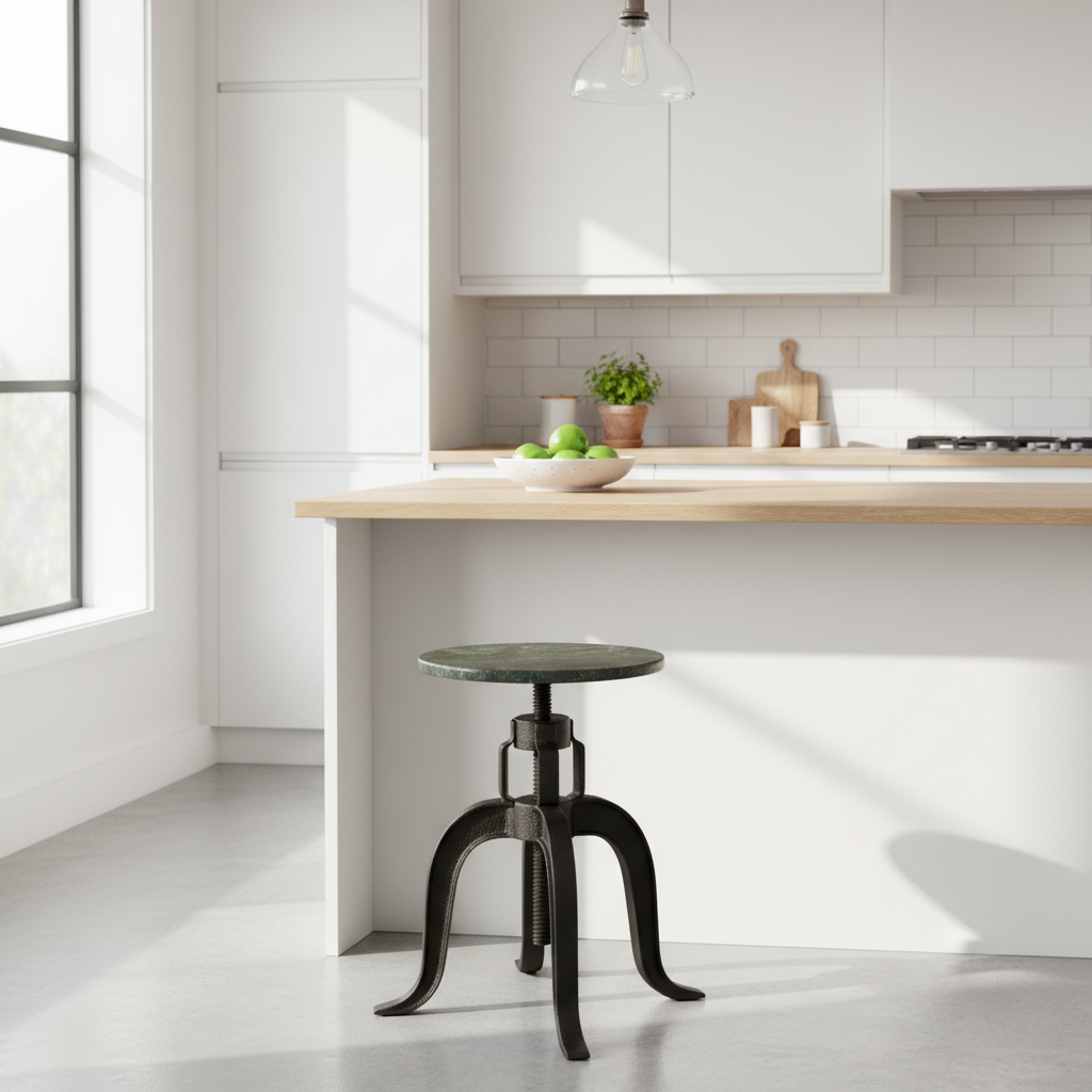 Vasco 3 Leg Bar Stool With Green Marble Top