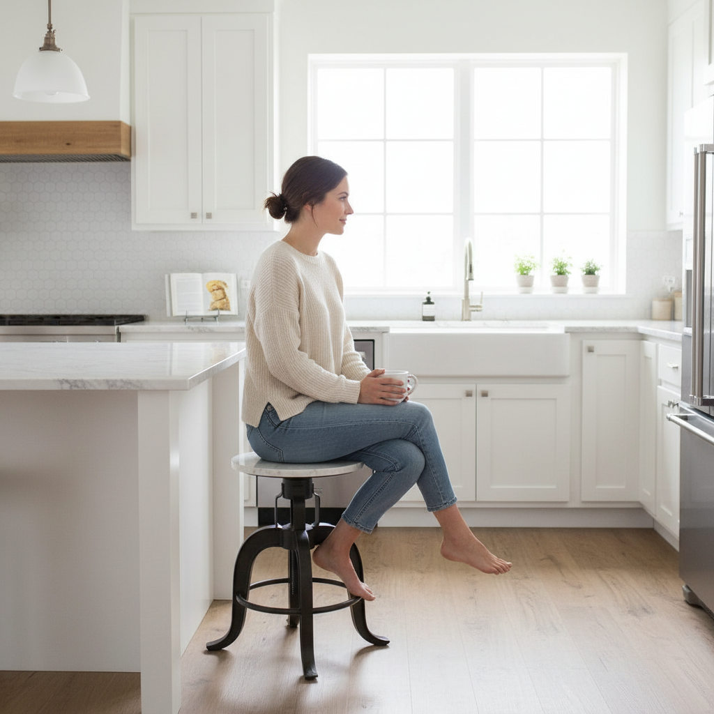 Vasco 3 Leg Bar Stool With White Marble Top