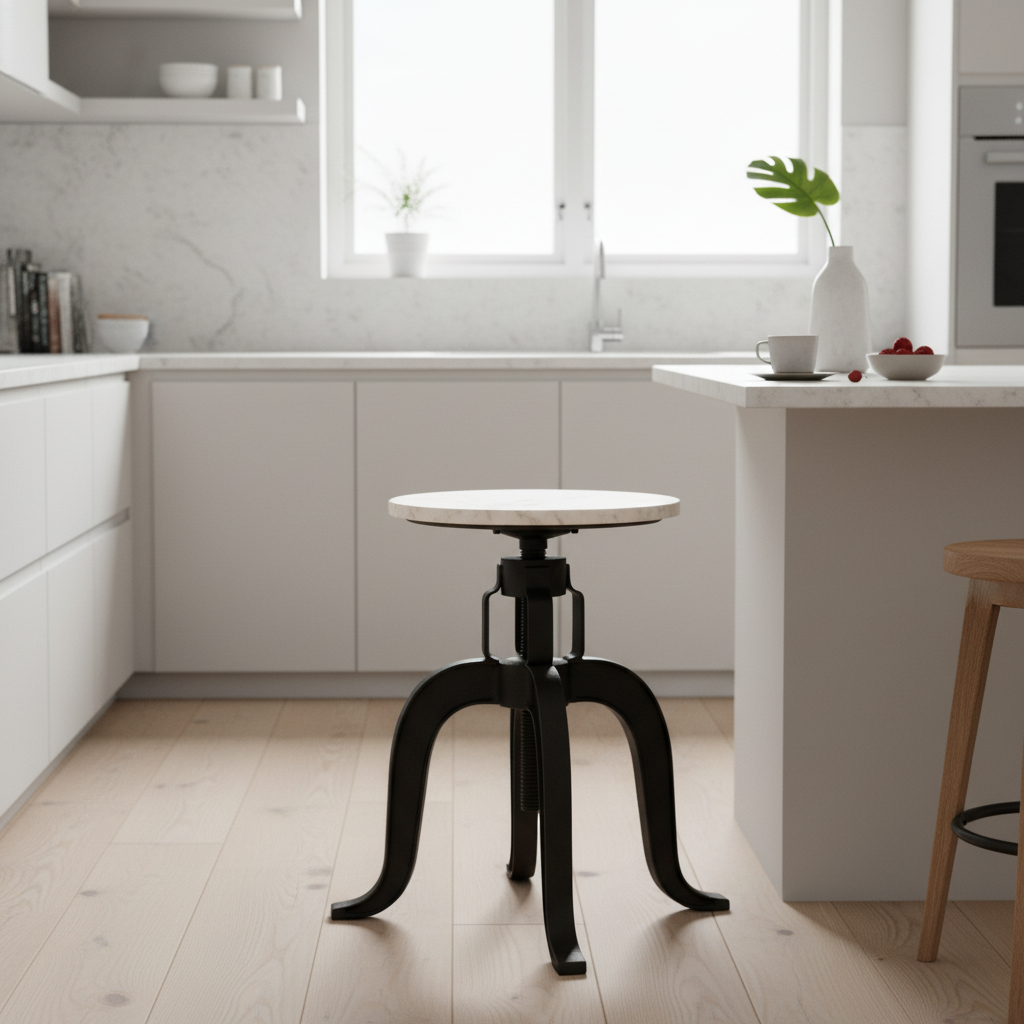 Vasco 3 Leg Bar Stool With White Marble Top