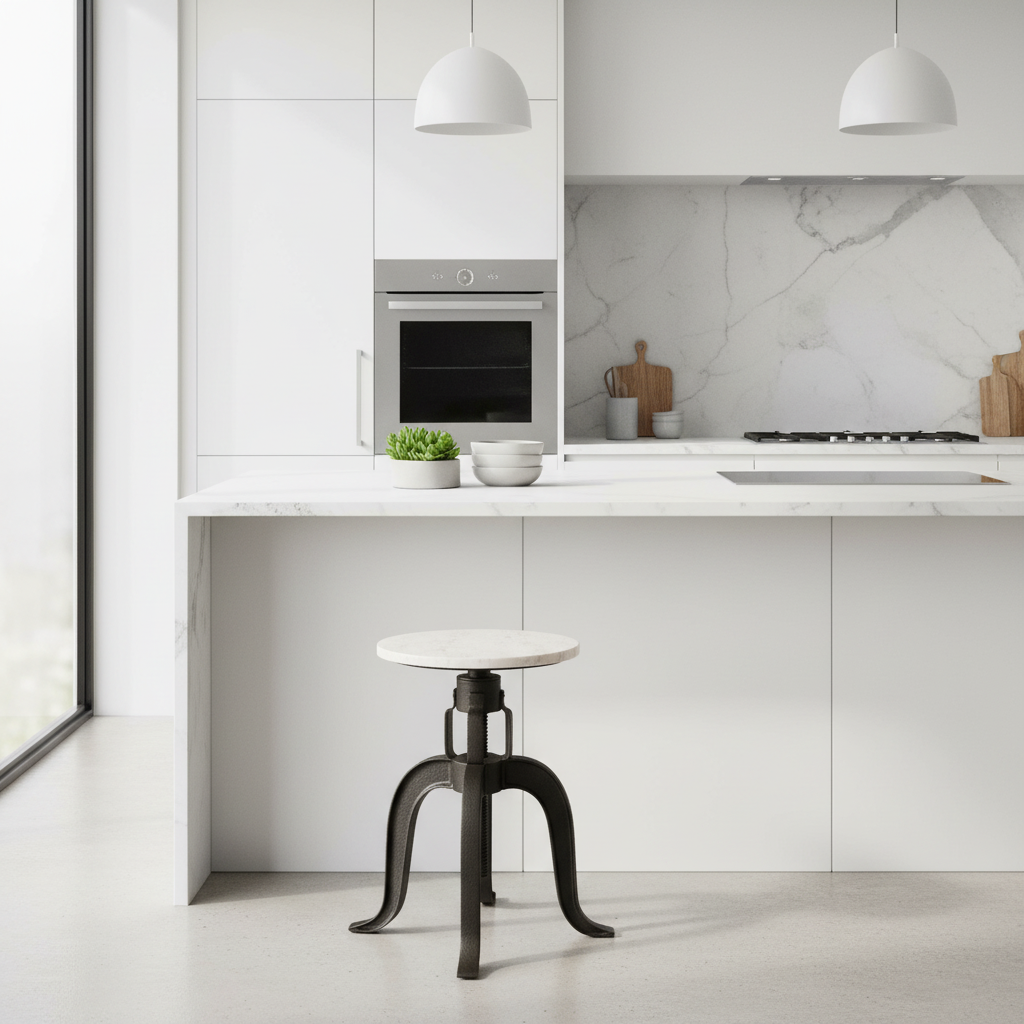 Vasco 3 Leg Bar Stool With White Marble Top