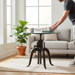 Vasco Three Leg Small Green Marble Iron Table