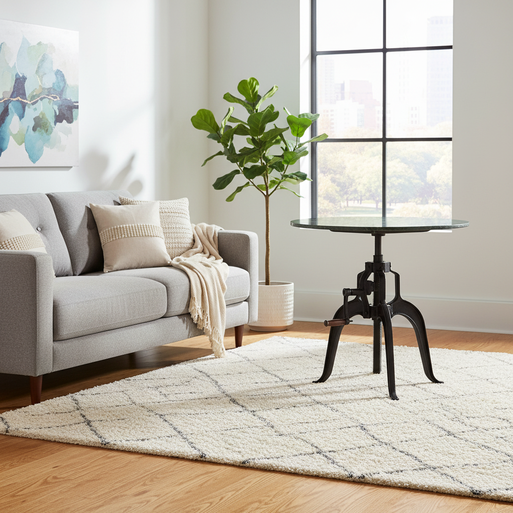 Vasco Three Leg Small Green Marble Iron Table