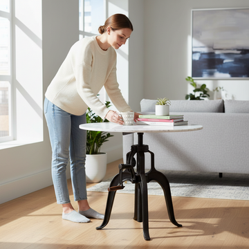 Vasco Three Leg Small White Marble Iron Table