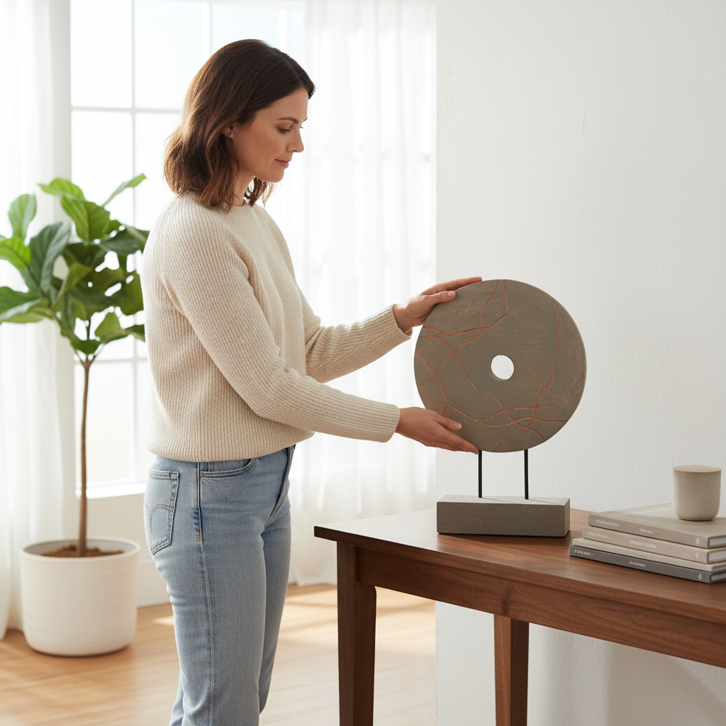 Vena Round Wooden Sculpture