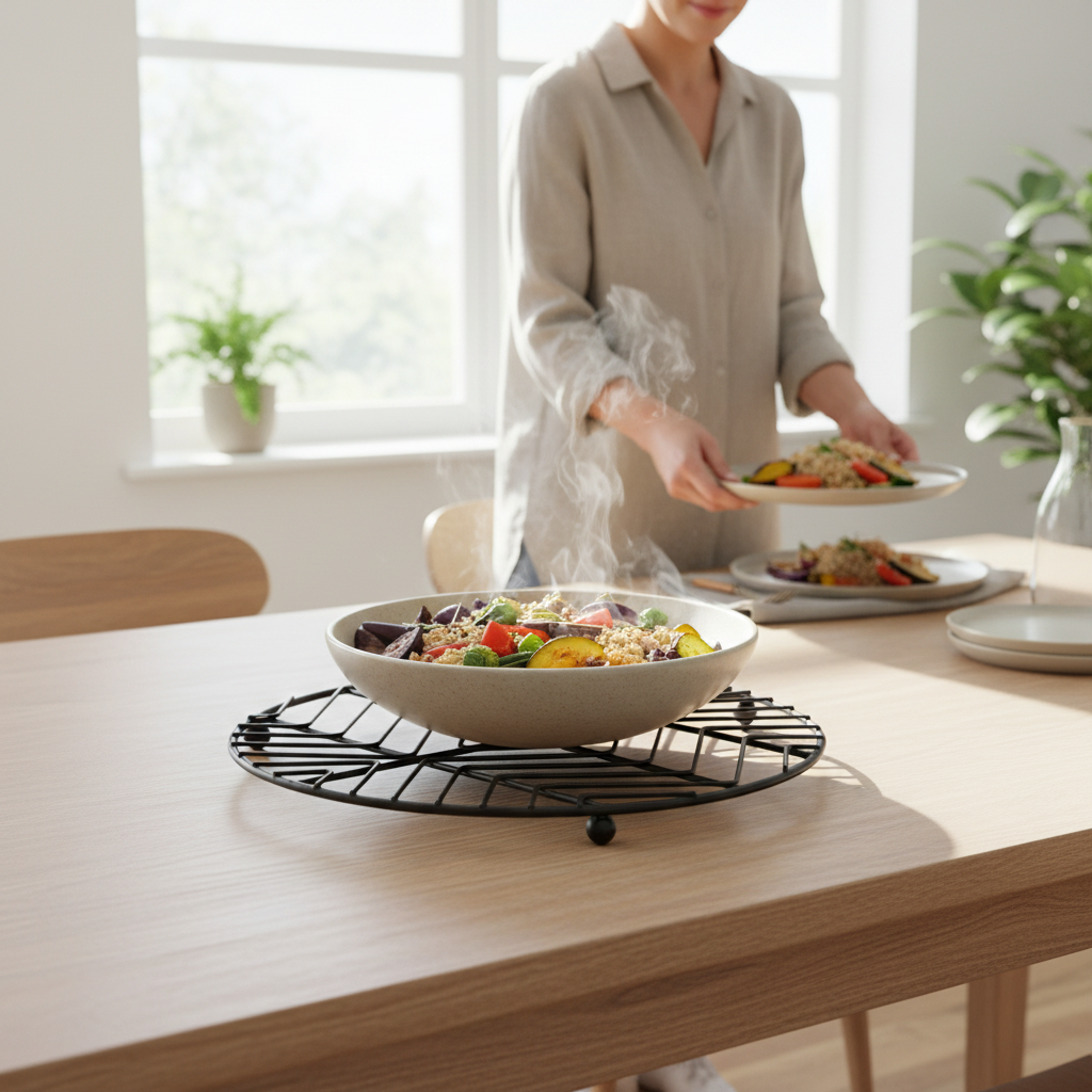 Vertex Black Powder Coat Round Trivet
