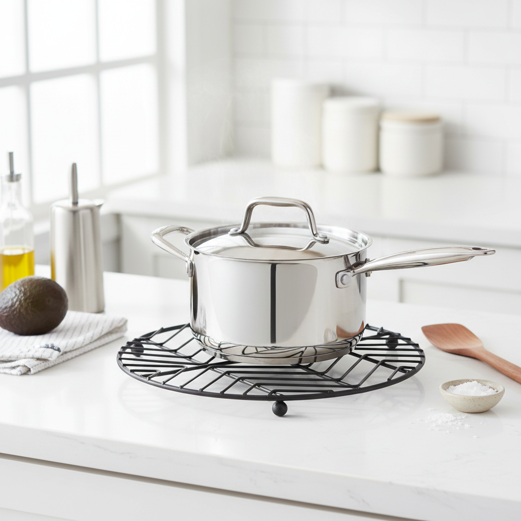 Vertex Black Powder Coat Round Trivet