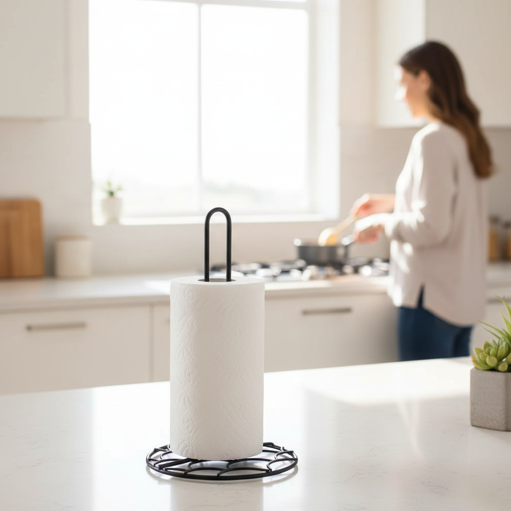 Vertex Deco Matt Black Kitchen Roll Holder