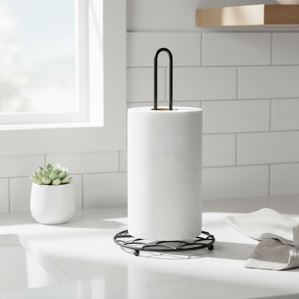 Vertex Deco Matt Black Kitchen Roll Holder