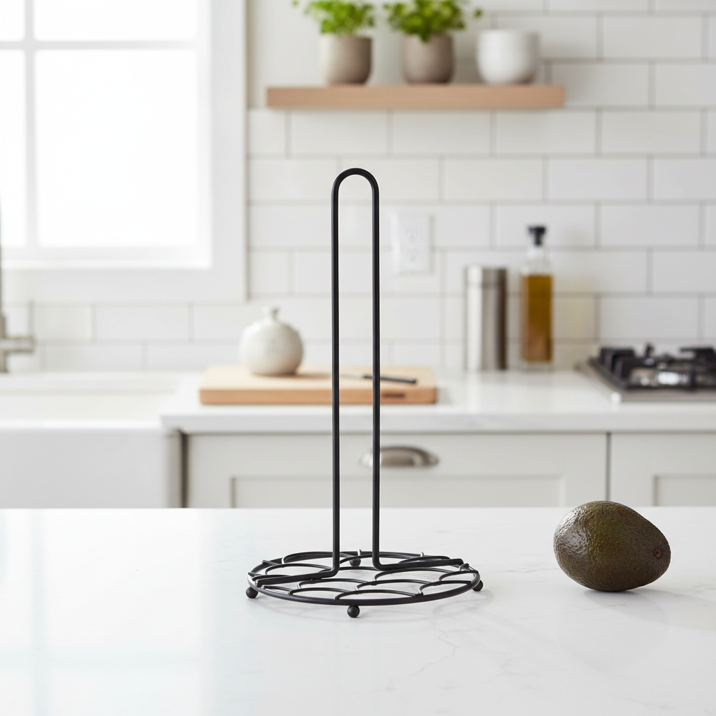 Vertex Deco Matt Black Kitchen Roll Holder