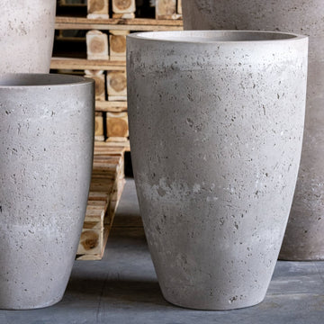 Vessara | Truffle – 68cm Extra Large Tall Concrete Planter – 61L Round Plant Pot