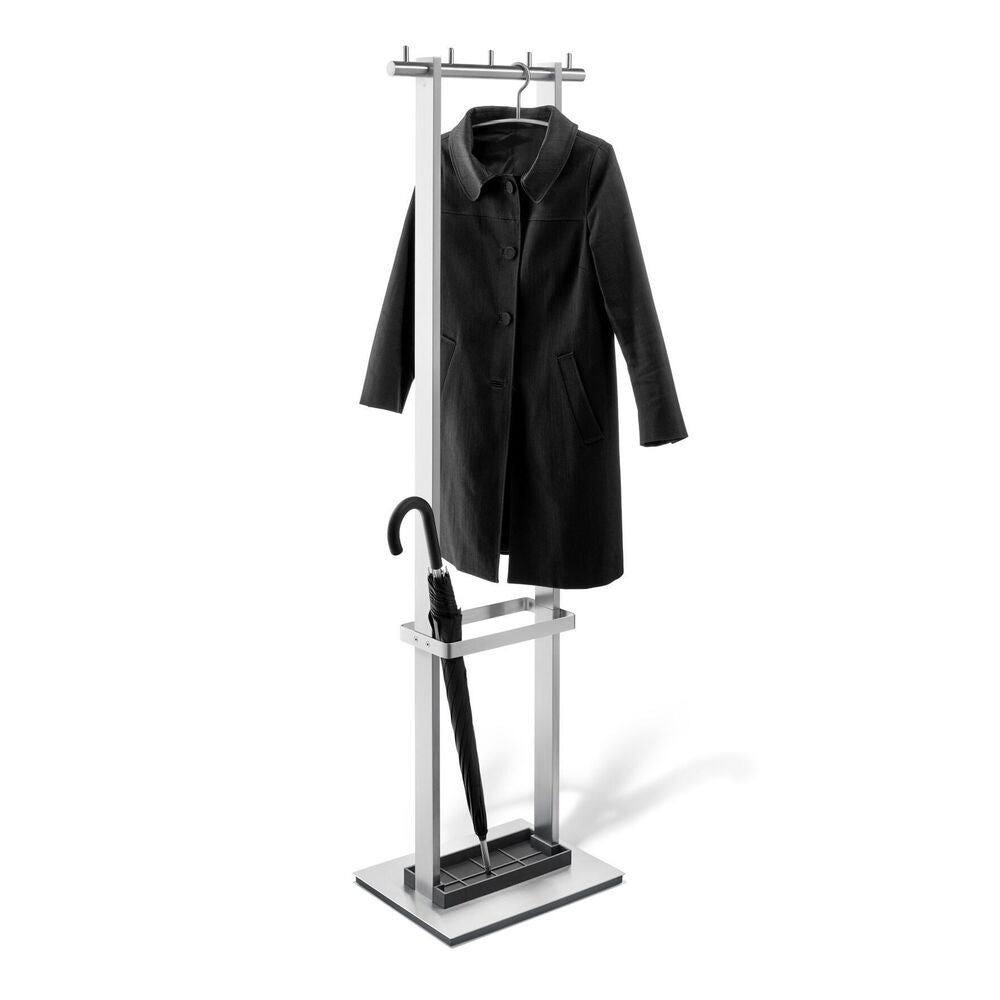 Vestor Premium Brushed Stainless Steel Coat Rack Stand with Umbrella Holder 50684