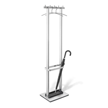 Vestor Premium Brushed Stainless Steel Coat Rack Stand with Umbrella Holder 50684