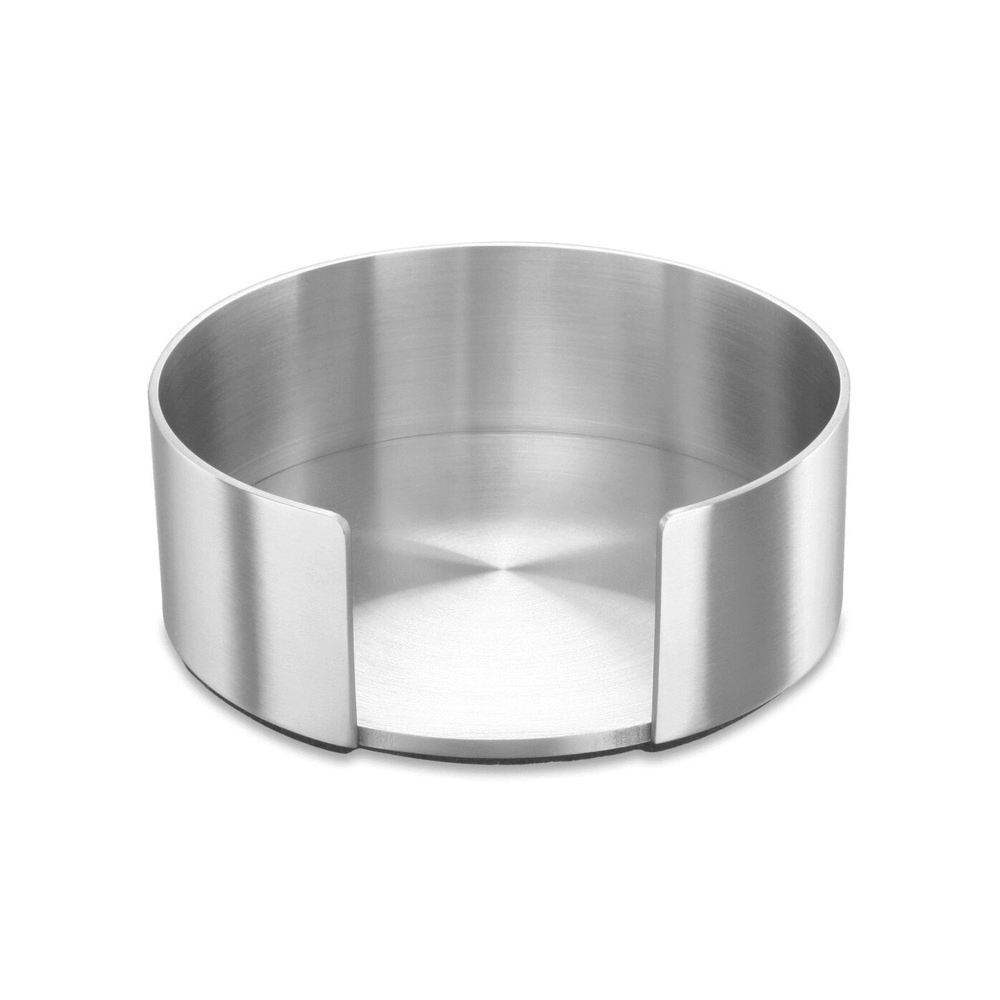 Vetro Silicone Coaster Set with Brushed Steel Stand - 6 Piece