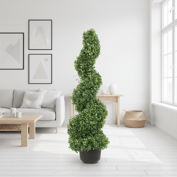 VEVOR 1/2pcs Artificial Boxwood Tower Topiary Spiral Artificial Plant 24/36/48in high Decorative Plants Green Plastic PE Tree