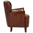 Victor Brown Leather Armchair with Button Tufted Back