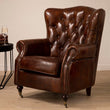 Victor Brown Leather Scroll Armchair