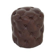 Victor Button Tufted Brown Leather Stool