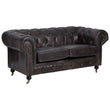 Victor Dark Grey Brown Leather Chesterfield 2 Seat Sofa