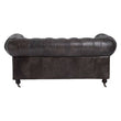 Victor Dark Grey Brown Leather Chesterfield 2 Seat Sofa